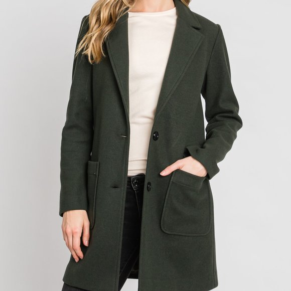 Last 1! NWT Hunter Green Classic Top Coat - Picture 1 of 3